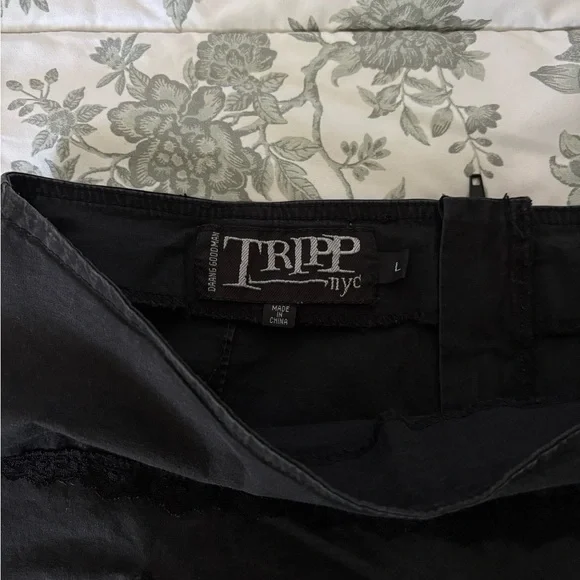 Tripp NYC Black Mini Skirt with Polka Dot Ruffles - Picture 4 of 6